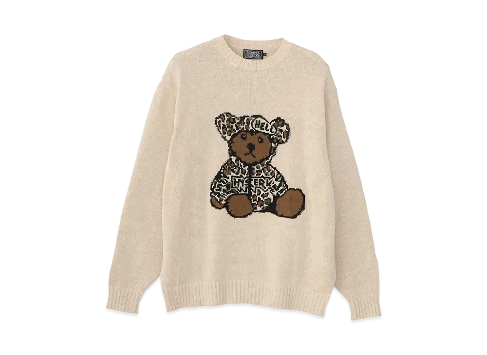 HYSTERIC GLAMOUR Bear Panther Jacquard Sweater "White"