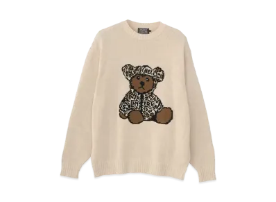 HYSTERIC GLAMOUR Bear Panther Jacquard Sweater "White"