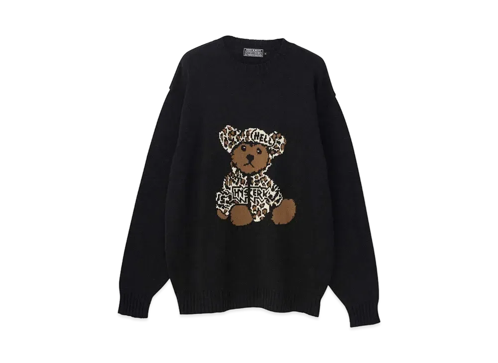 HYSTERIC GLAMOUR Bear Panther Jacquard Sweater "Black"