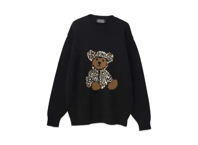HYSTERIC GLAMOUR Bear Panther Jacquard Sweater "Black"