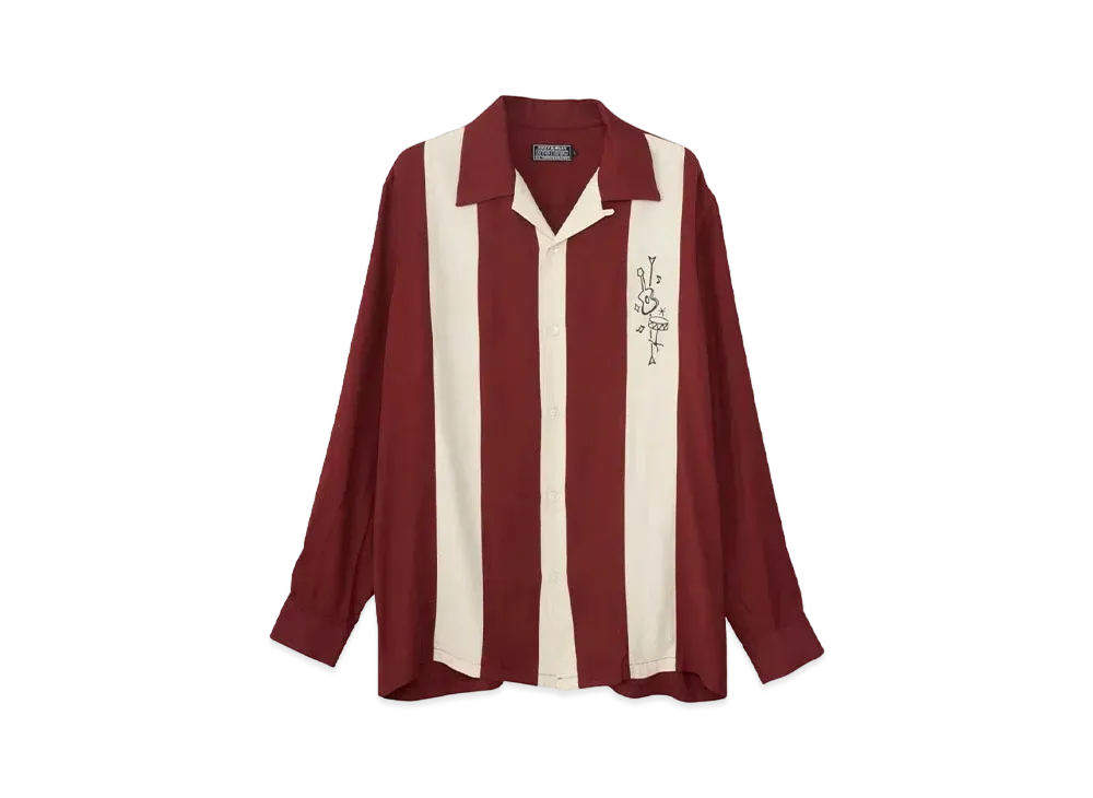 HYSTERIC GLAMOUR 50's Modern Embroidery Open Collar Shirt "Red"