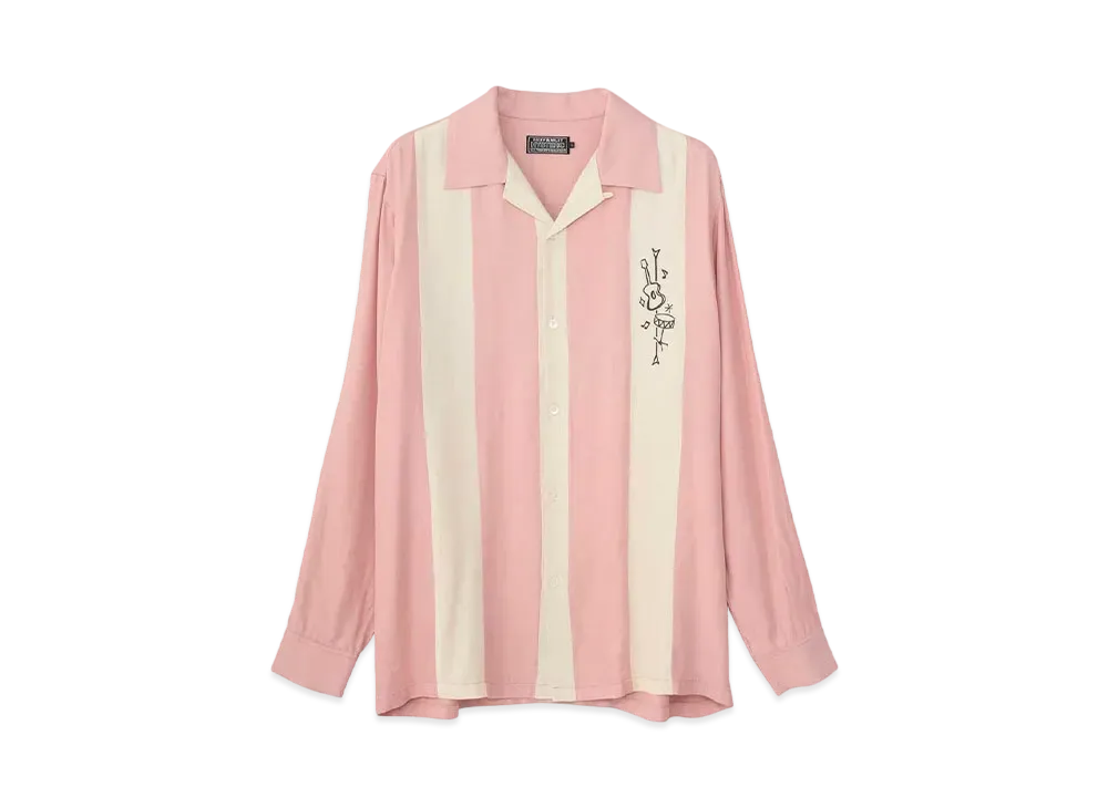 HYSTERIC GLAMOUR 50's Modern Embroidery Open Collar Shirt "Pink"