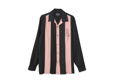 HYSTERIC GLAMOUR 50's Modern Embroidery Open Collar Shirt "Black"