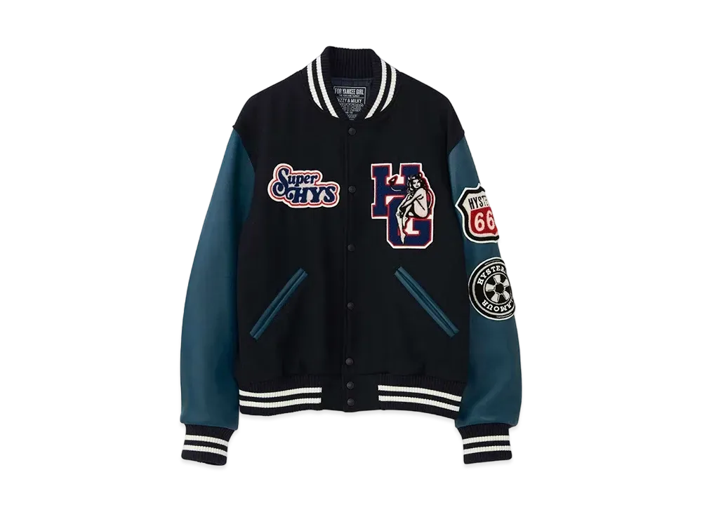 HYSTERIC GLAMOUR Motor City Fever Stadium Jacket "Navy"
