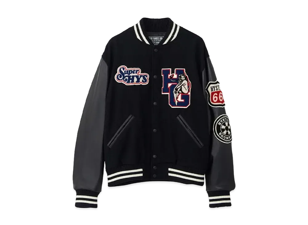 HYSTERIC GLAMOUR Motor City Fever Stadium Jacket "Black"