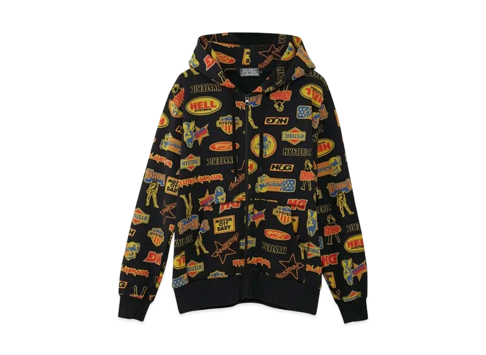 HYSTERIC GLAMOUR Rock City Pattern Hoodie "White"