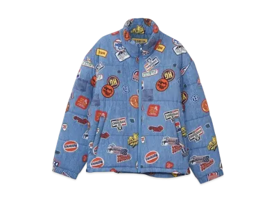 HYSTERIC GLAMOUR Patch Scratch Fever Pattern Stand Collar Jacket "Blue"