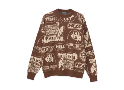 HYSTERIC GLAMOUR Super Hys Pattern Jacquard Sweater "Brown"