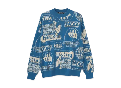 HYSTERIC GLAMOUR Super Hys Pattern Jacquard Sweater "Blue"