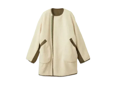 HYSTERIC GLAMOUR Vixen Girl Collarless Reversible Coat "White"