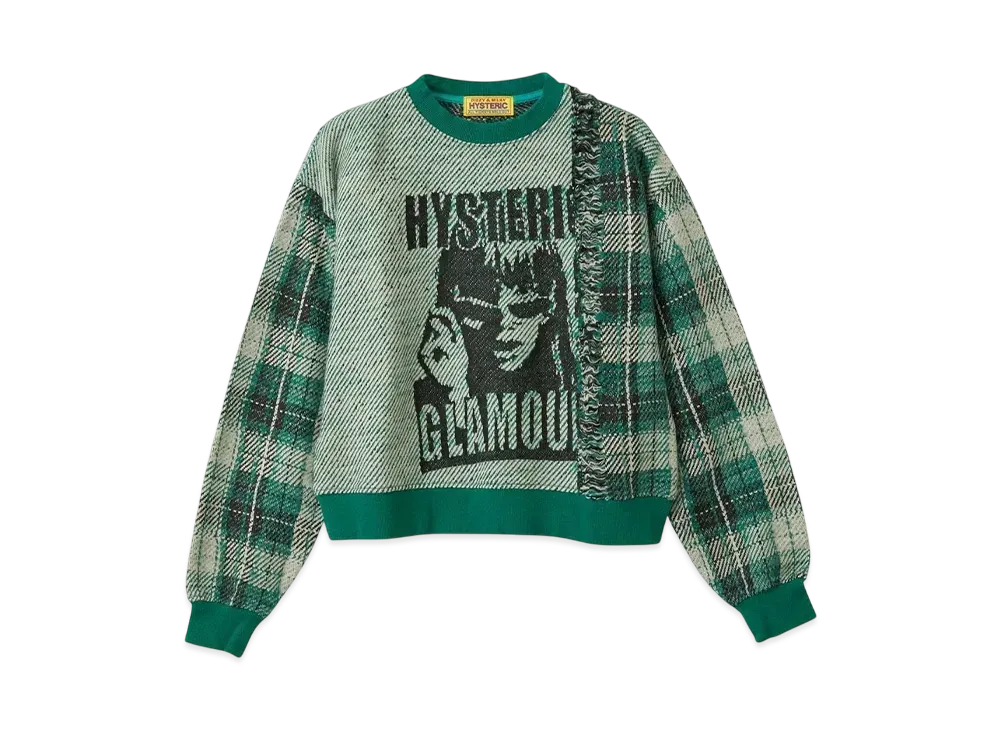 HYSTERIC GLAMOUR Maximum Rock Jacquard Short Sweatshirt "Green"