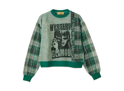 HYSTERIC GLAMOUR Maximum Rock Jacquard Short Sweatshirt "Green"
