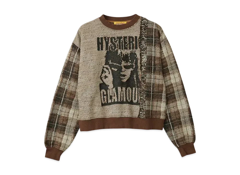 HYSTERIC GLAMOUR Maximum Rock Jacquard Short Sweatshirt "Brown"