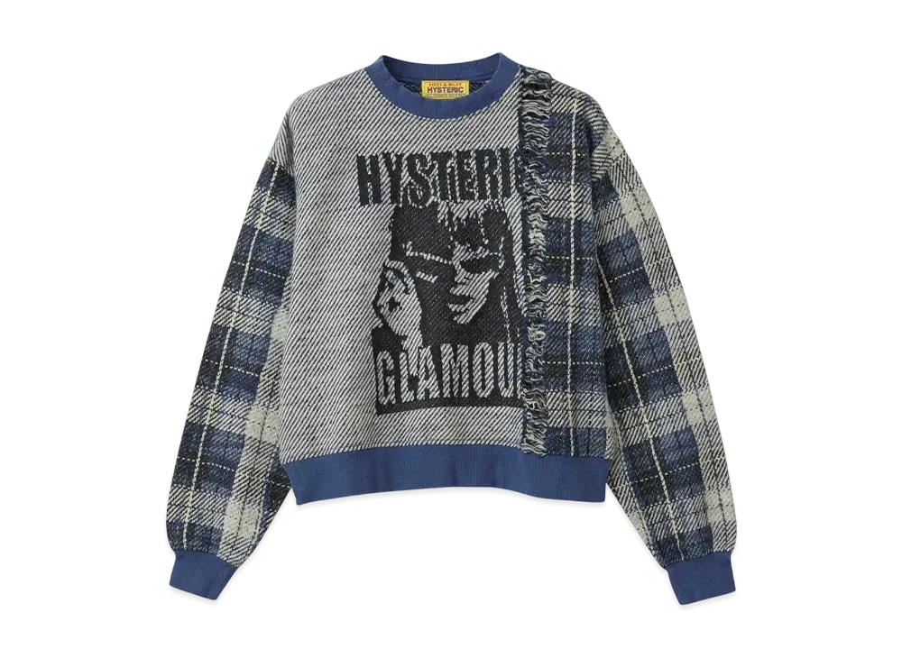HYSTERIC GLAMOUR Maximum Rock Jacquard Short Sweatshirt "Navy"