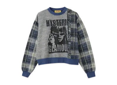 HYSTERIC GLAMOUR Maximum Rock Jacquard Short Sweatshirt "Navy"