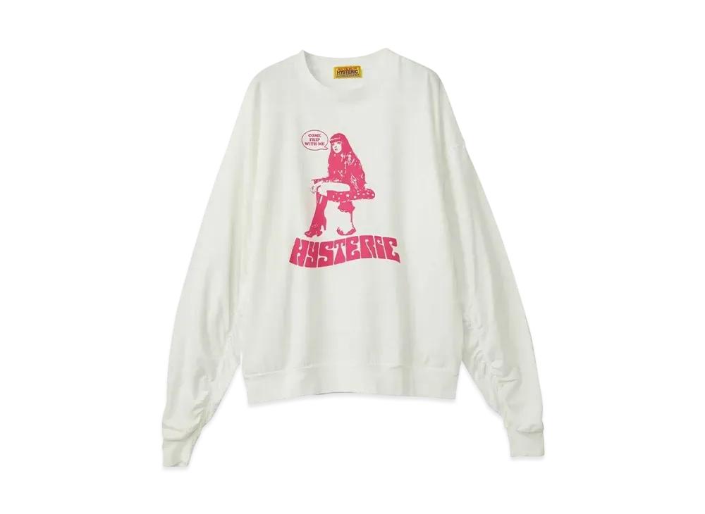 HYSTERIC GLAMOUR Come Trip Whth Me Oversized T-Shirt "White"