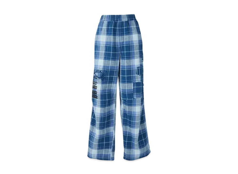 HYSTERIC GLAMOUR Type Logo Remake Check Pants "Blue"