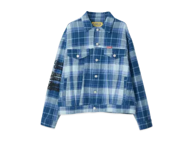 HYSTERIC GLAMOUR Type Logo Check Trucker Jacket "Blue"