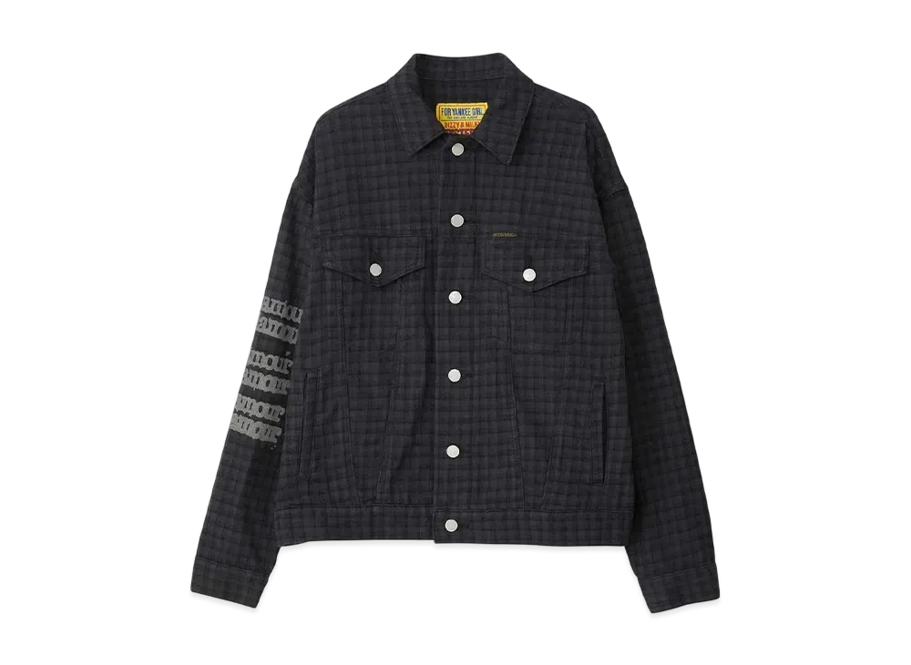 HYSTERIC GLAMOUR Type Logo Check Trucker Jacket "Black"