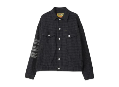 HYSTERIC GLAMOUR Type Logo Check Trucker Jacket "Black"