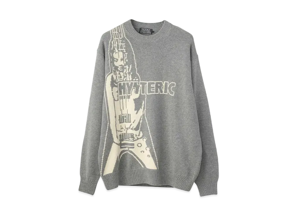 HYSTERIC GLAMOUR Flying V-Knit Sweater "Top Gray"