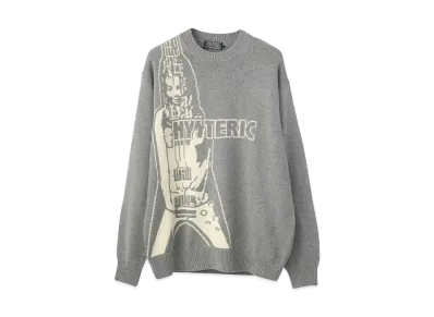 HYSTERIC GLAMOUR Flying V-Knit Sweater "Top Gray"