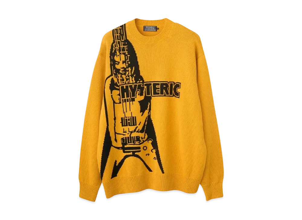 HYSTERIC GLAMOUR Flying V-Knit Sweater "Yellow"