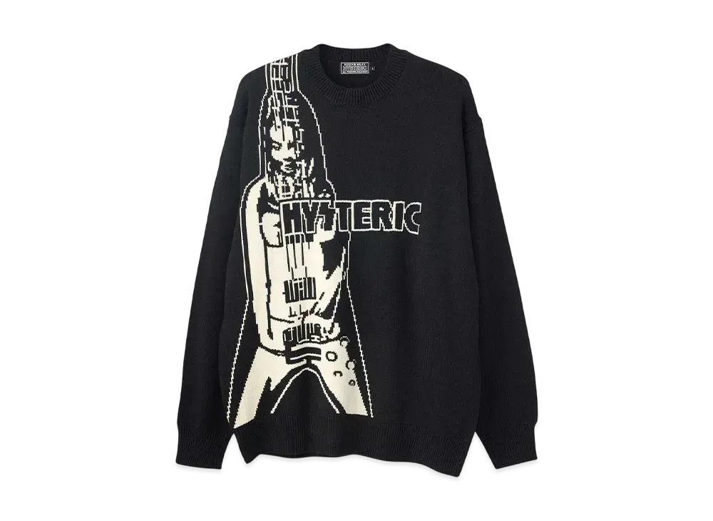 HYSTERIC GLAMOUR Flying V-Knit Sweater "Black"
