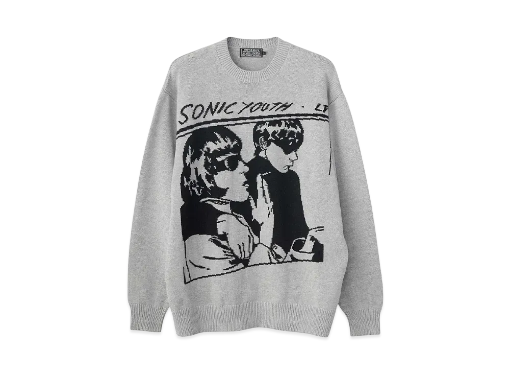 HYSTERIC GLAMOUR Sonic Youth/Goo Woven Sweater "Top Gray"