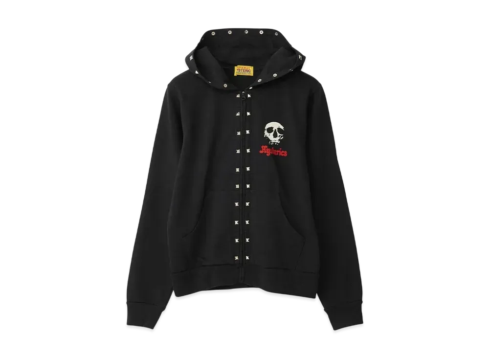 ヒステリックグラマー スカル ベリーショートパーカー "ブラック"