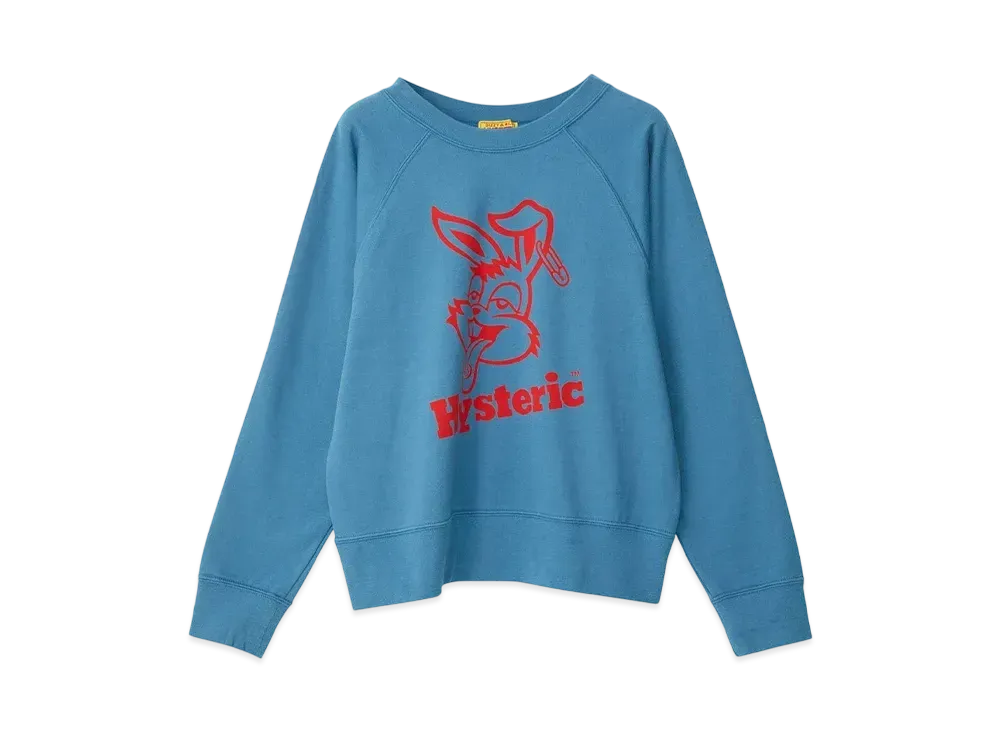 HYSTERIC GLAMOUR Hysteric Rabbit Short Length Sweatshirt "Blue"