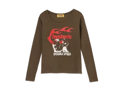 HYSTERIC GLAMOUR Hysteric Flame On Chibi T-Shirt "Brown"