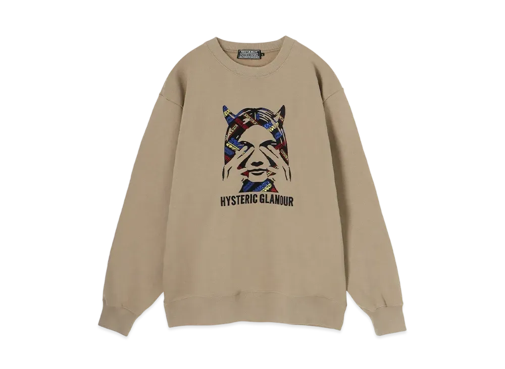 HYSTERIC GLAMOUR See No Evil Embroidery Sweatshirt "Beige"
