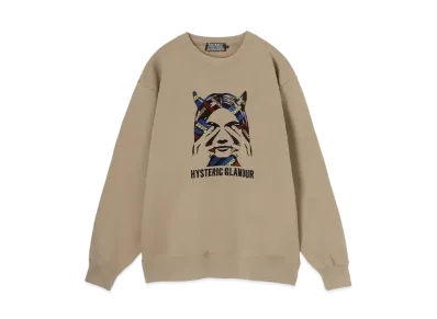 HYSTERIC GLAMOUR See No Evil Embroidery Sweatshirt "Beige"