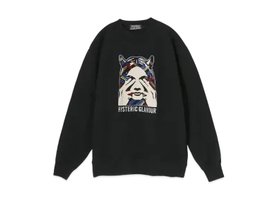 HYSTERIC GLAMOUR See No Evil Embroidery Sweatshirt "Black"