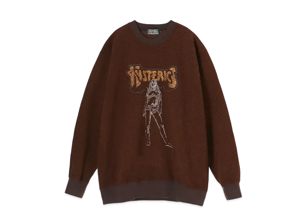 HYSTERIC GLAMOUR Bad Ass Mama Embroidery Sweatshirt "Brown"