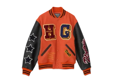 HYSTERIC GLAMOUR Turn The Music Up Embroidery Stadium Jacket "Orange"