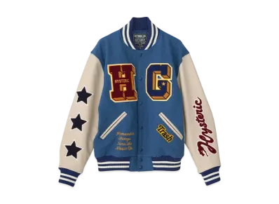 HYSTERIC GLAMOUR Turn The Music Up Embroidery Stadium Jacket "Blue"