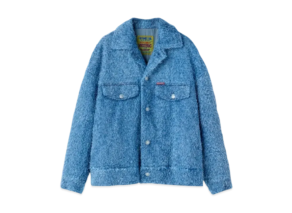 HYSTERIC GLAMOUR Faux Fur Blouson "Light Indigo Blue"