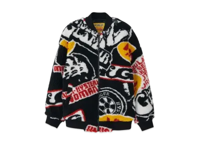 HYSTERIC GLAMOUR HG Roadrunners Pattern Jacquard Ribbed Blouson "Black"