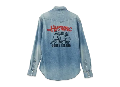 HYSTERIC GLAMOUR Coney Island Embroidery Western Denim Shirt "Light Indigo Blue"