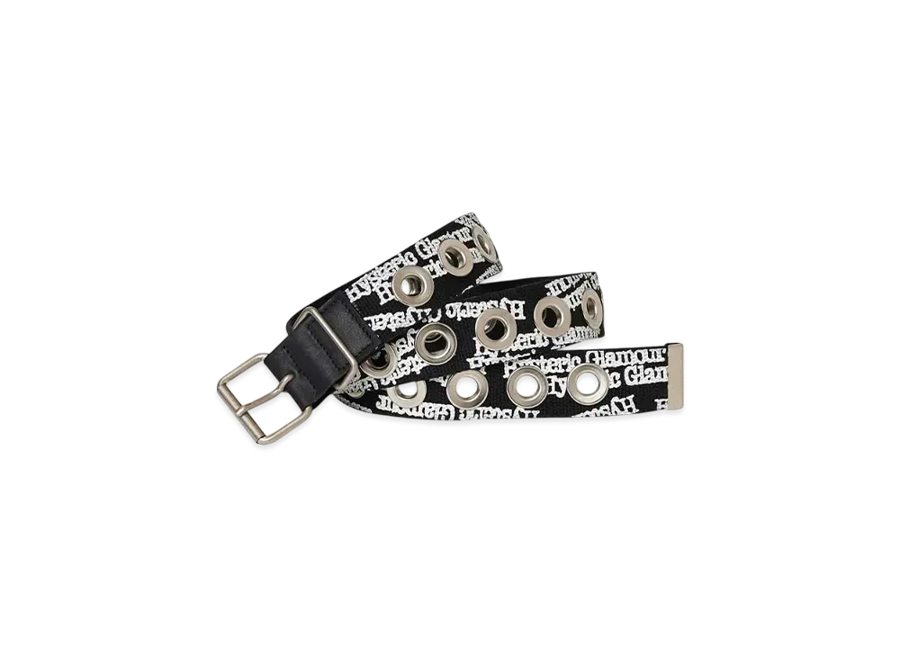 HYSTERIC GLAMOUR Type Logo Eyelet Tape Belt "Black"