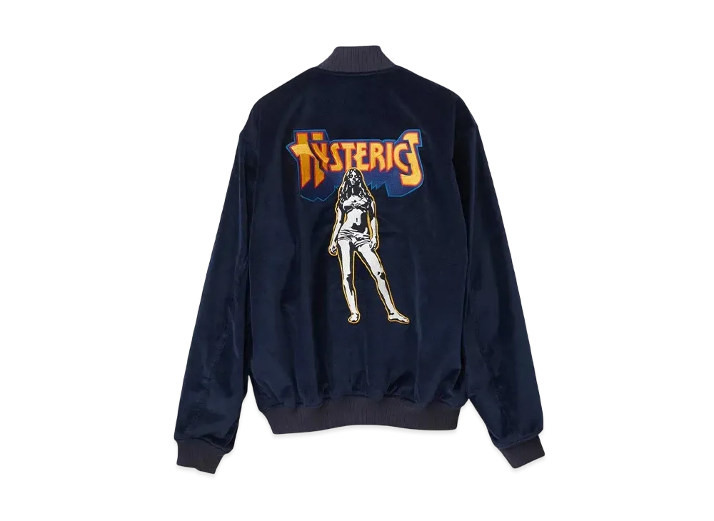 HYSTERIC GLAMOUR Bad Ass Mama Embroidery Velveteen Sukajan "Navy"