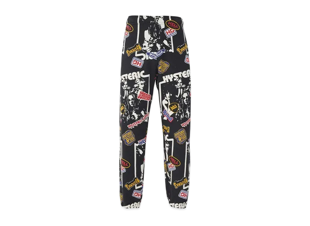 HYSTERIC GLAMOUR 4Girls Pattern Sweatpants "Black"