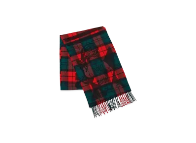 HYSTERIC GLAMOUR Mac.N/Guitar Girl Check Muffler "Red"