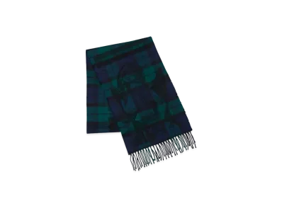 HYSTERIC GLAMOUR Mac.N/Guitar Girl Check Muffler "Navy"