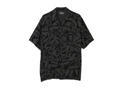 HYSTERIC GLAMOUR Guitar Girl Scratch Pattern Open Collar Shirt "Gray"