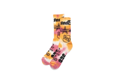 HYSTERIC GLAMOUR Logo Scratch Pattern Tie Dye Socks "Orange"