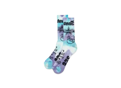 HYSTERIC GLAMOUR Logo Scratch Pattern Tie Dye Socks "Blue"