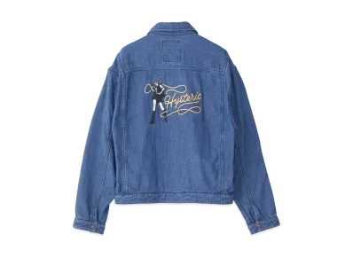 HYSTERIC GLAMOUR WHIPLASH Embroidery Pile Denim Jacket "Light Indigo Blue"